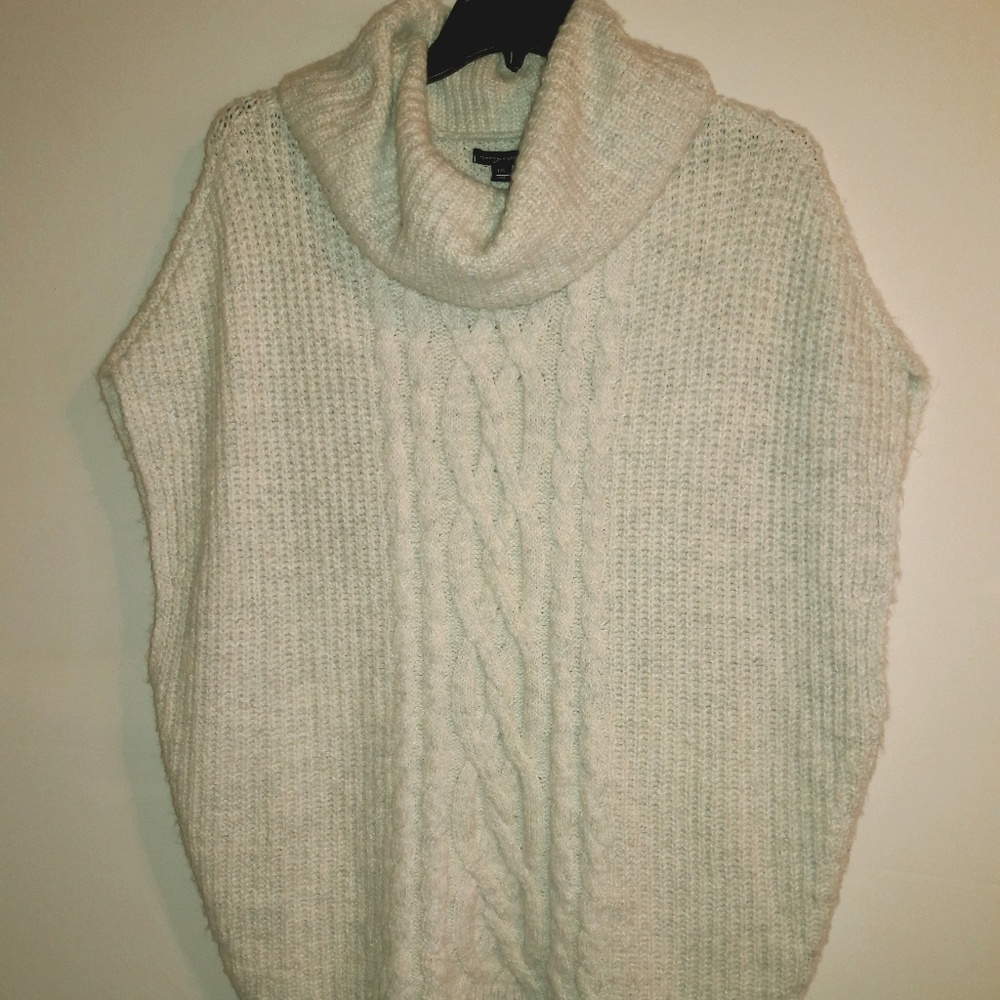 CABLE KNIT COWL NECK WOMEN SWEATER L